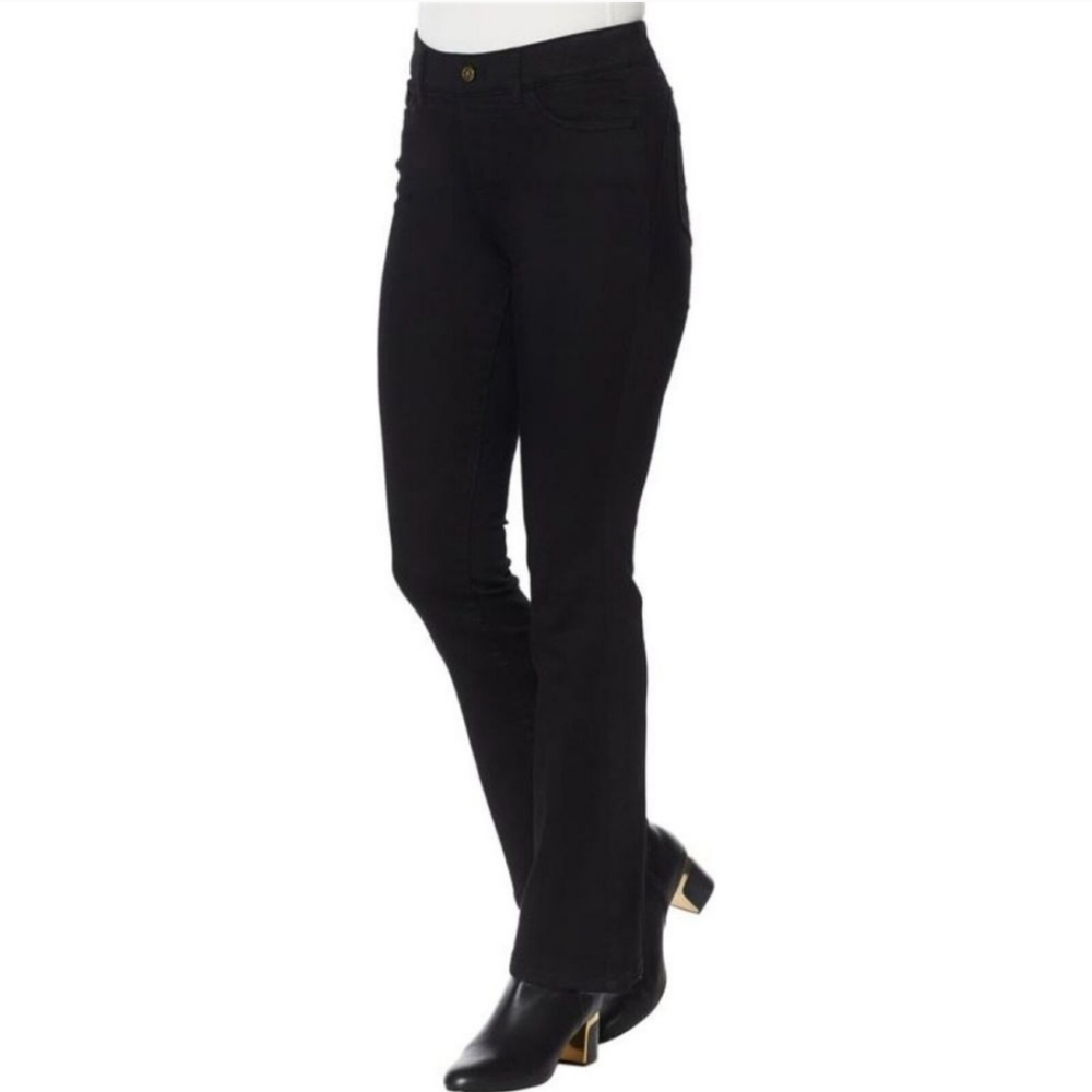 Iman Global Chic Black Pull On Stretch Bootcut Jeans Pants Women's Size LS-NWOT